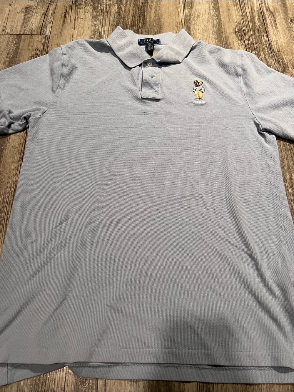 Polo Ralph Lauren Kids Bear Embroidered Polo Shirt - Light Blue, adult size S
